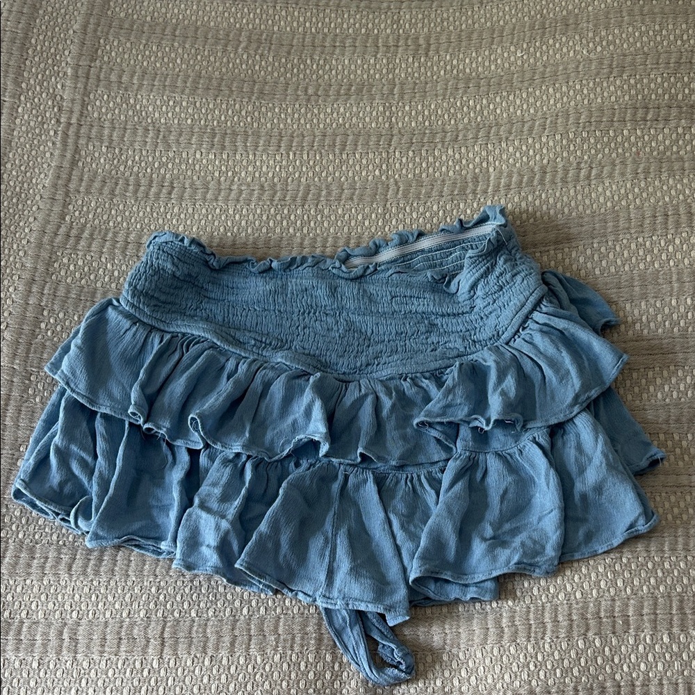 Mustard seed Blue Ruffle Mini Skirt
